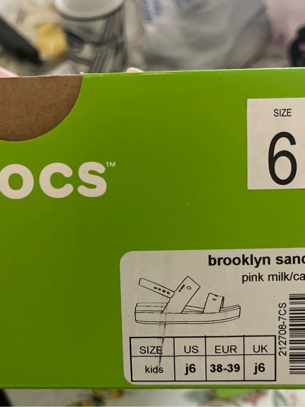 CROCS kids brooklyn Pastel Pink Slingback Platform Sandals junior 6
